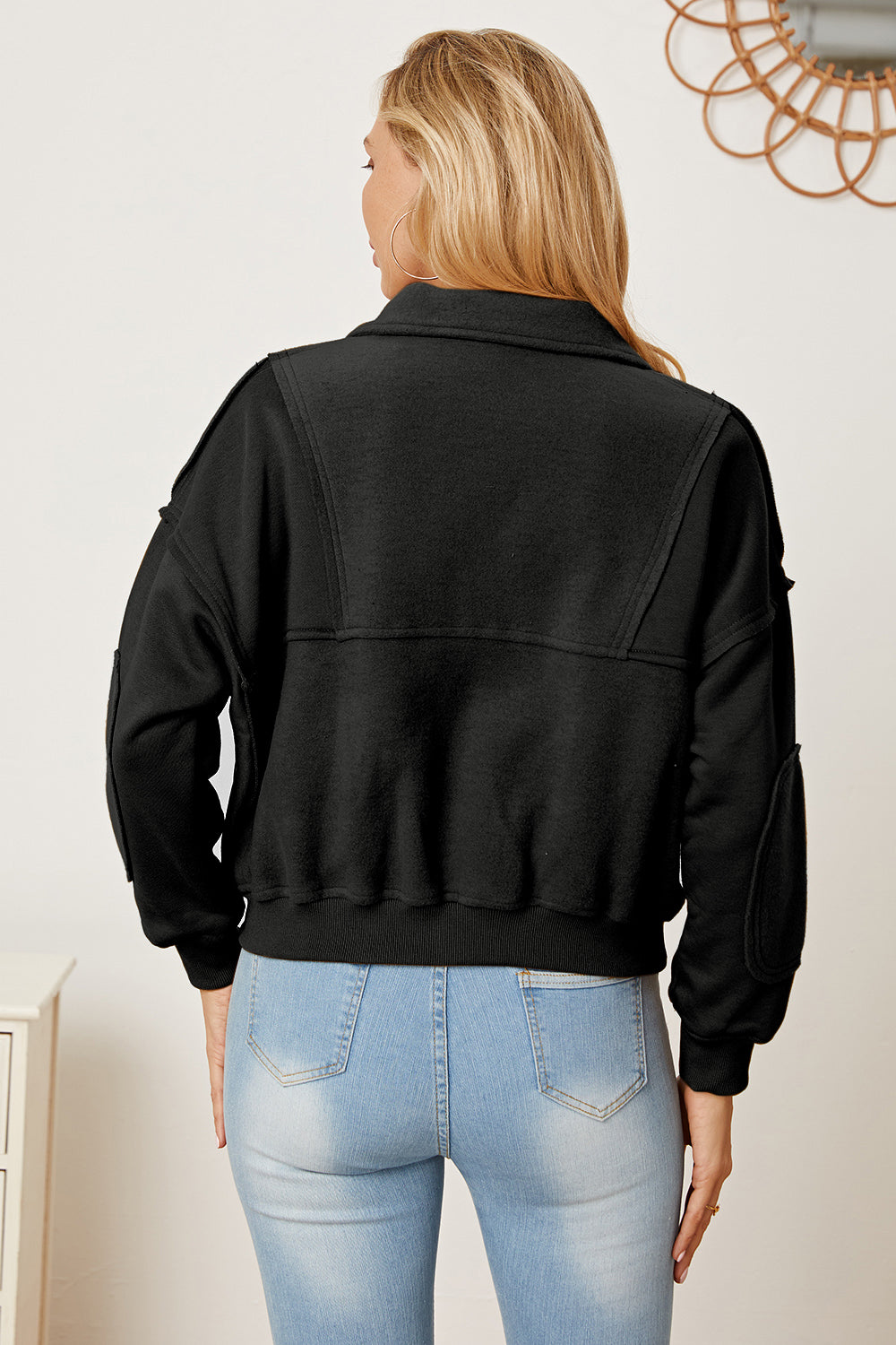 MeiMei Half Zip Long Sleeve Sweatshirt with Pockets