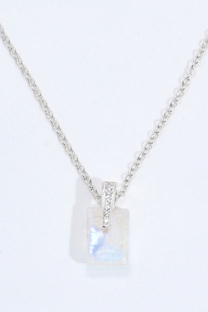 925 Sterling Silver Natural Moonstone Pendant Necklace