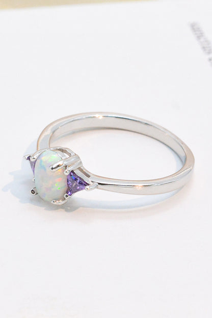 Contrast 925 Sterling Silver Opal Ring