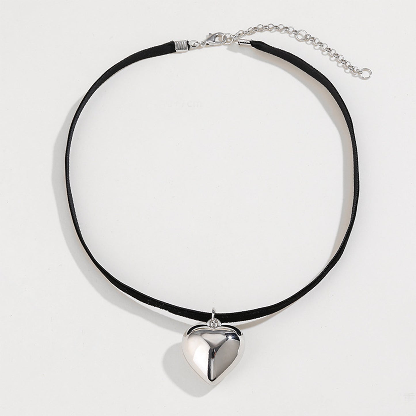 Heart Pendant Velvet Rope Choker Necklace