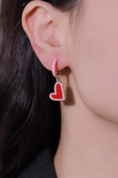 5-Pair Wholesale Contrast Heart-Shaped Drop Earrings