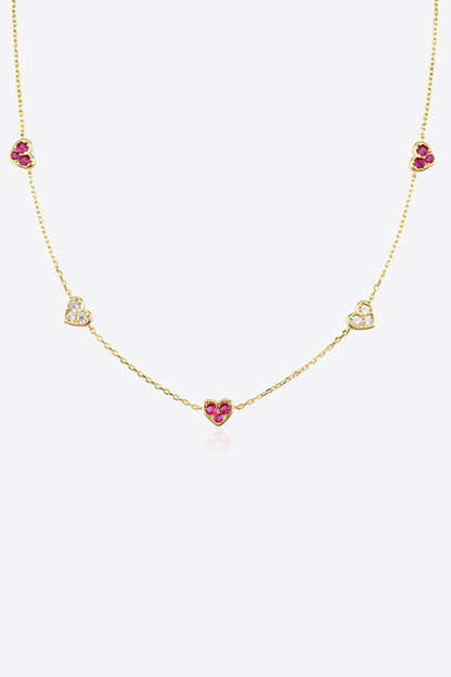 Inlaid Zircon Heart Necklace