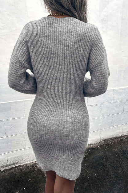 Ribbed Long Sleeve Sweater Dress