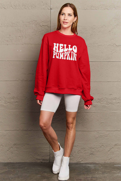 Simply Love Full Size HELLO PUMPKIN Graphic Sweatshirt