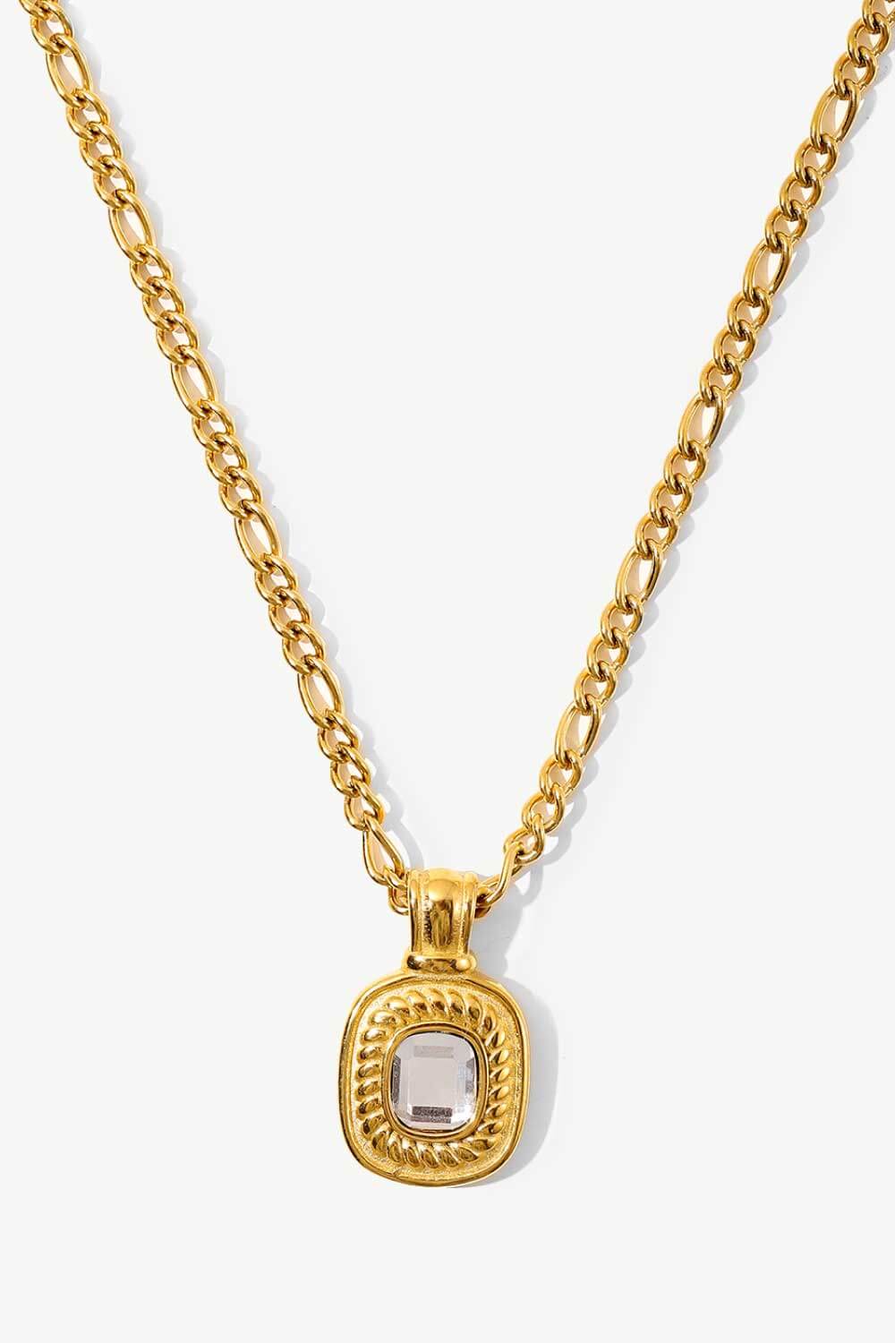 18K Gold Plated Inlaid Rhinestone Pendant Necklace