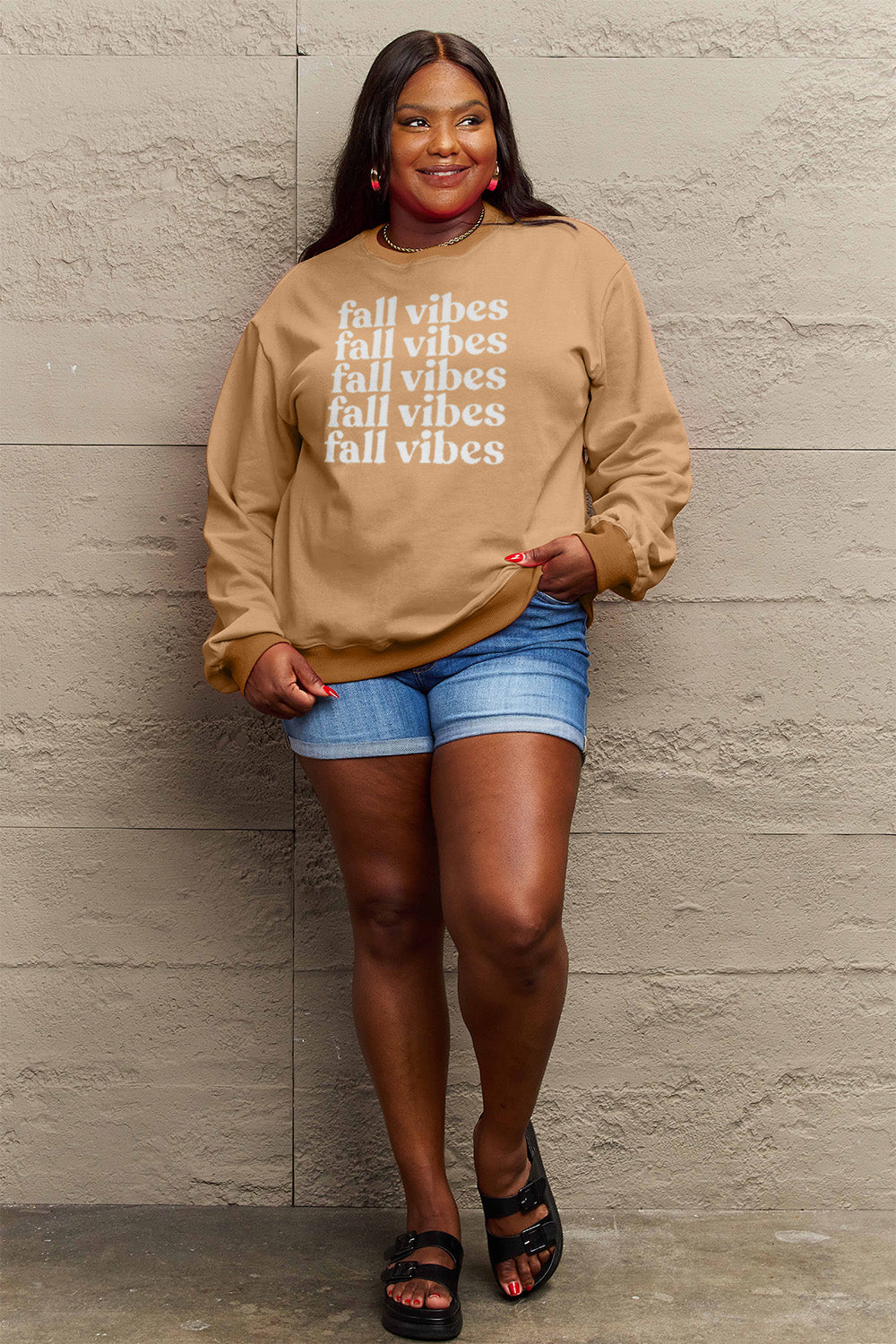 Simply Love Full Size FALL VIBES Graphic Sweatshirt