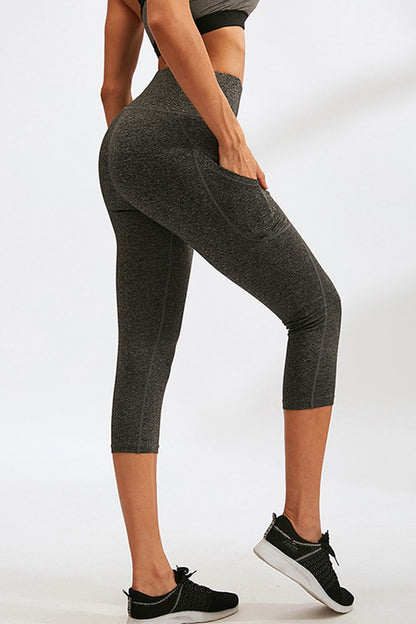 Slim Fit Wide Waistband Active Leggings with Pockets