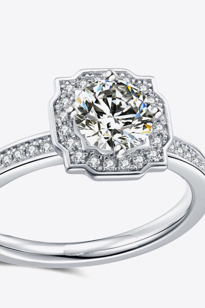 1 Carat Moissanite Platinum-Plated Ring