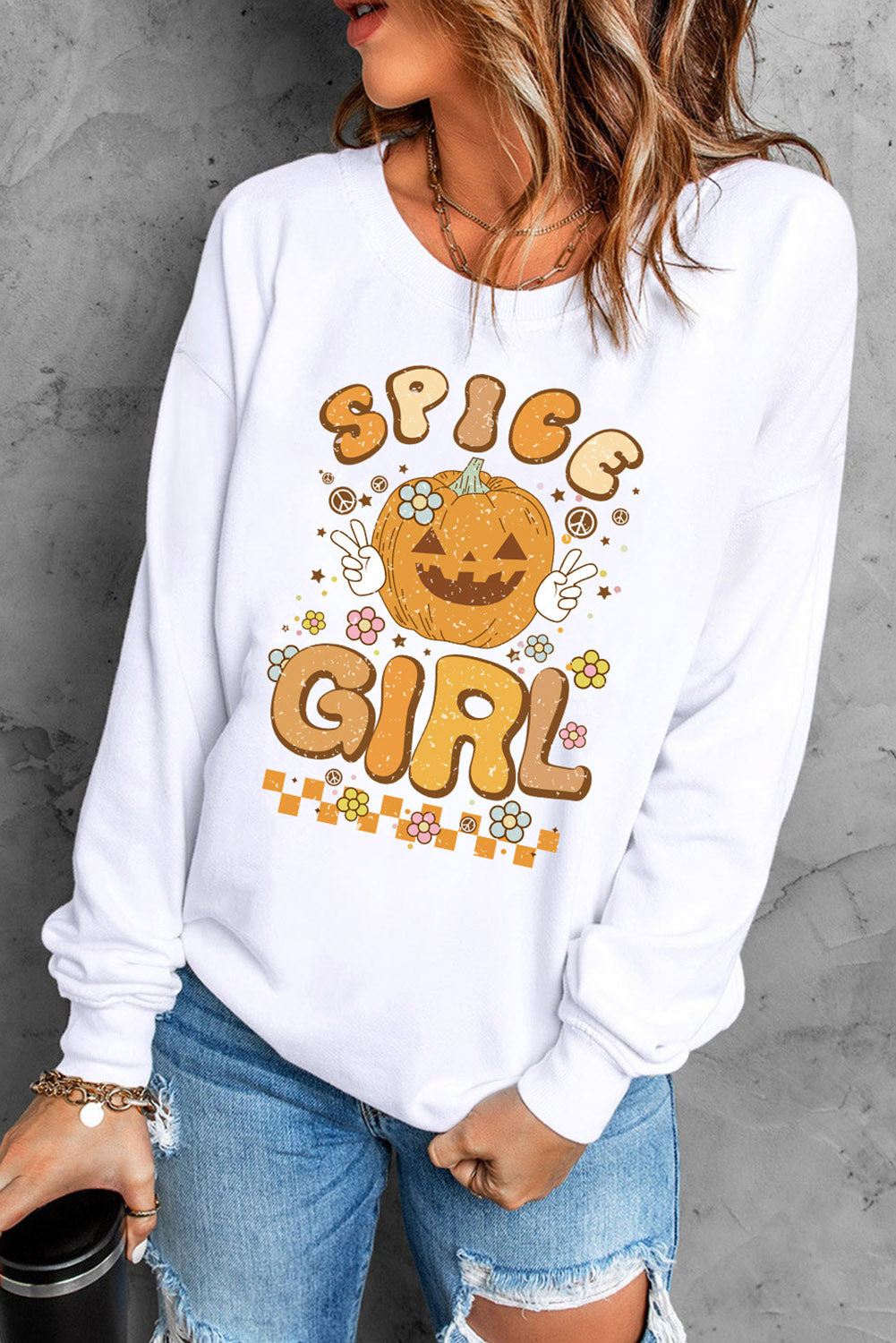 Round Neck Long Sleeve SPICE GIRL Graphic Sweatshirt