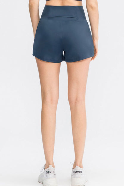 Wide Waistband Sports Shorts with Pockets