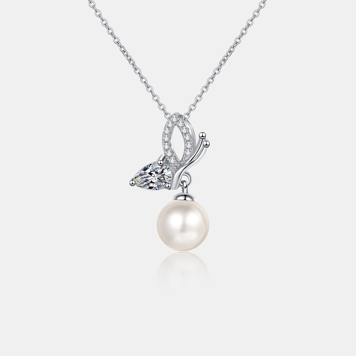 Pearl Pendant Moissanite 925 Sterling Silver Necklace