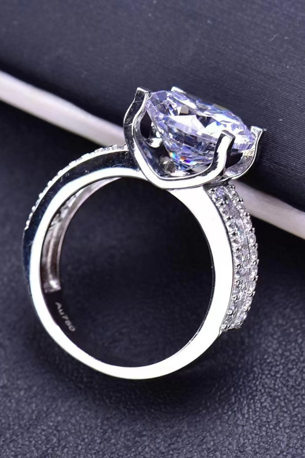 Platinum-Plated 5 Carat Moissanite Side Stone Ring