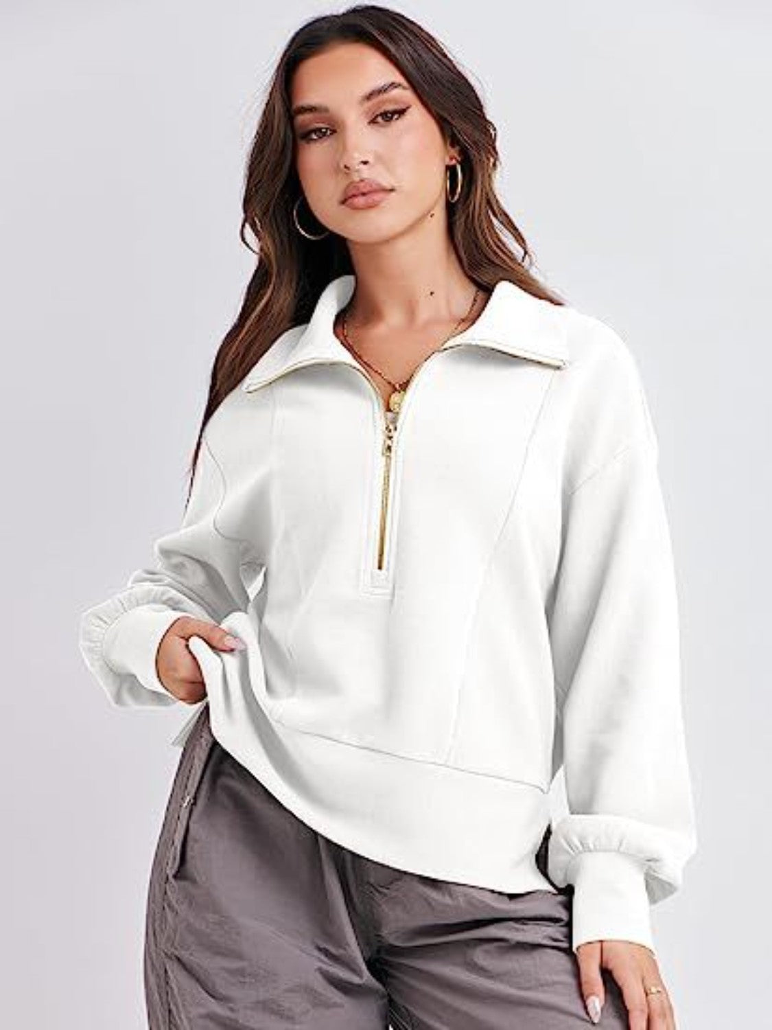 Half Zip Up Collared Sweatshirts