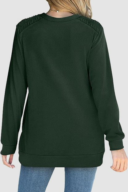 Ruched Round Neck Sweatshirt