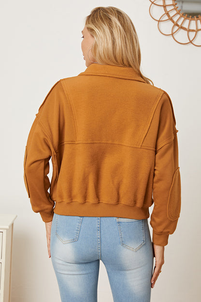 MeiMei Half Zip Long Sleeve Sweatshirt with Pockets