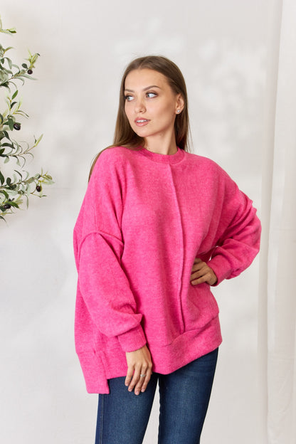 Zenana Full Size Center Seam Long Sleeve Sweatshirt