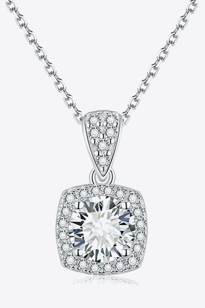 1 Carat Moissanite Square Pendant Necklace