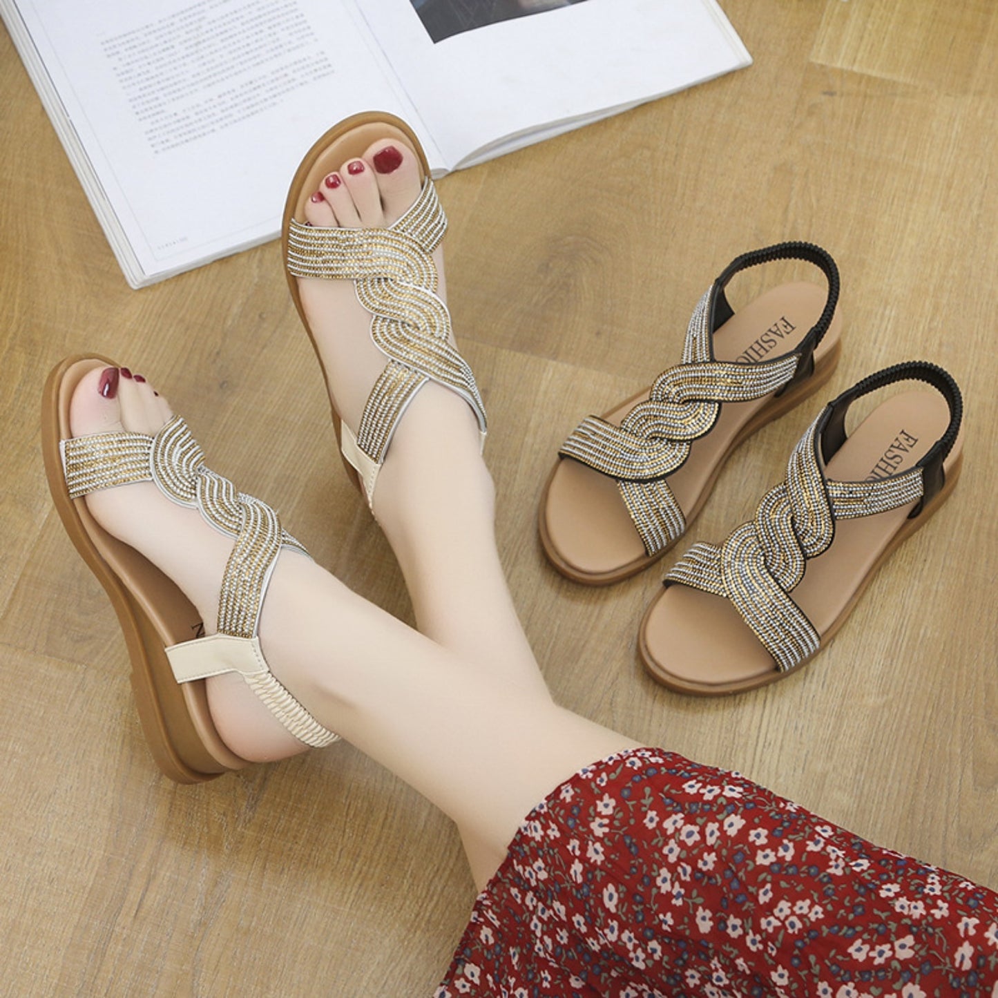 PU Leather Open Toe Sandals