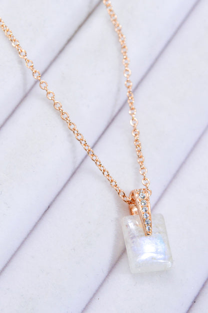 925 Sterling Silver Natural Moonstone Pendant Necklace