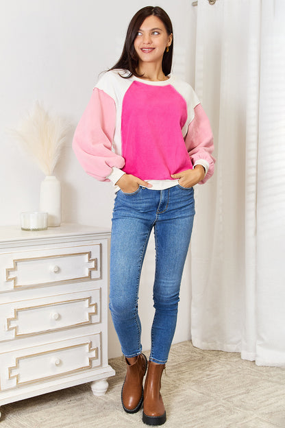 Color Block Dropped Shoulder Sweatshirt