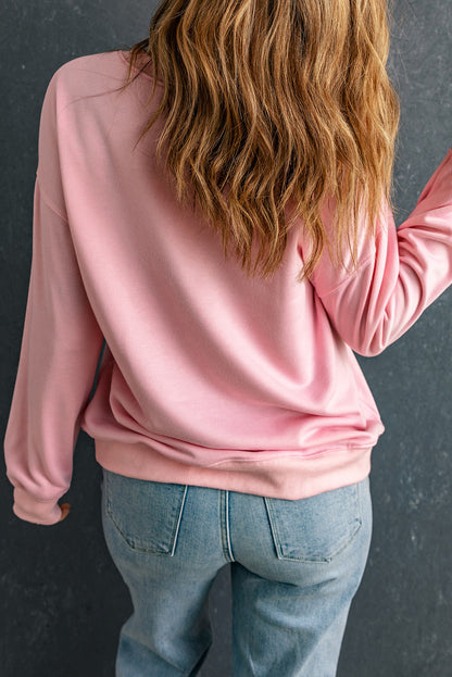 Bow Graphic Round Neck Long Sleeve Sweatshirt