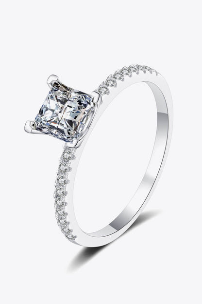 Rhodium-Plated 2 Carat Moissanite Four-Prong Ring