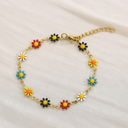 Flower & Cross Stainless Steel Bracelet