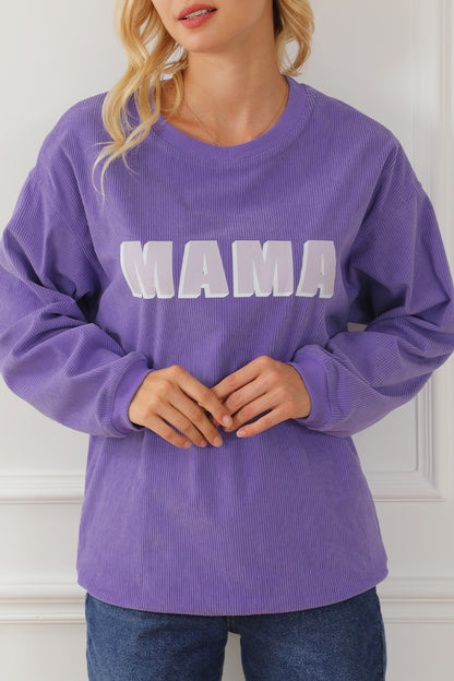 MAMA Round Neck Drop Shoulder Sweatshirt