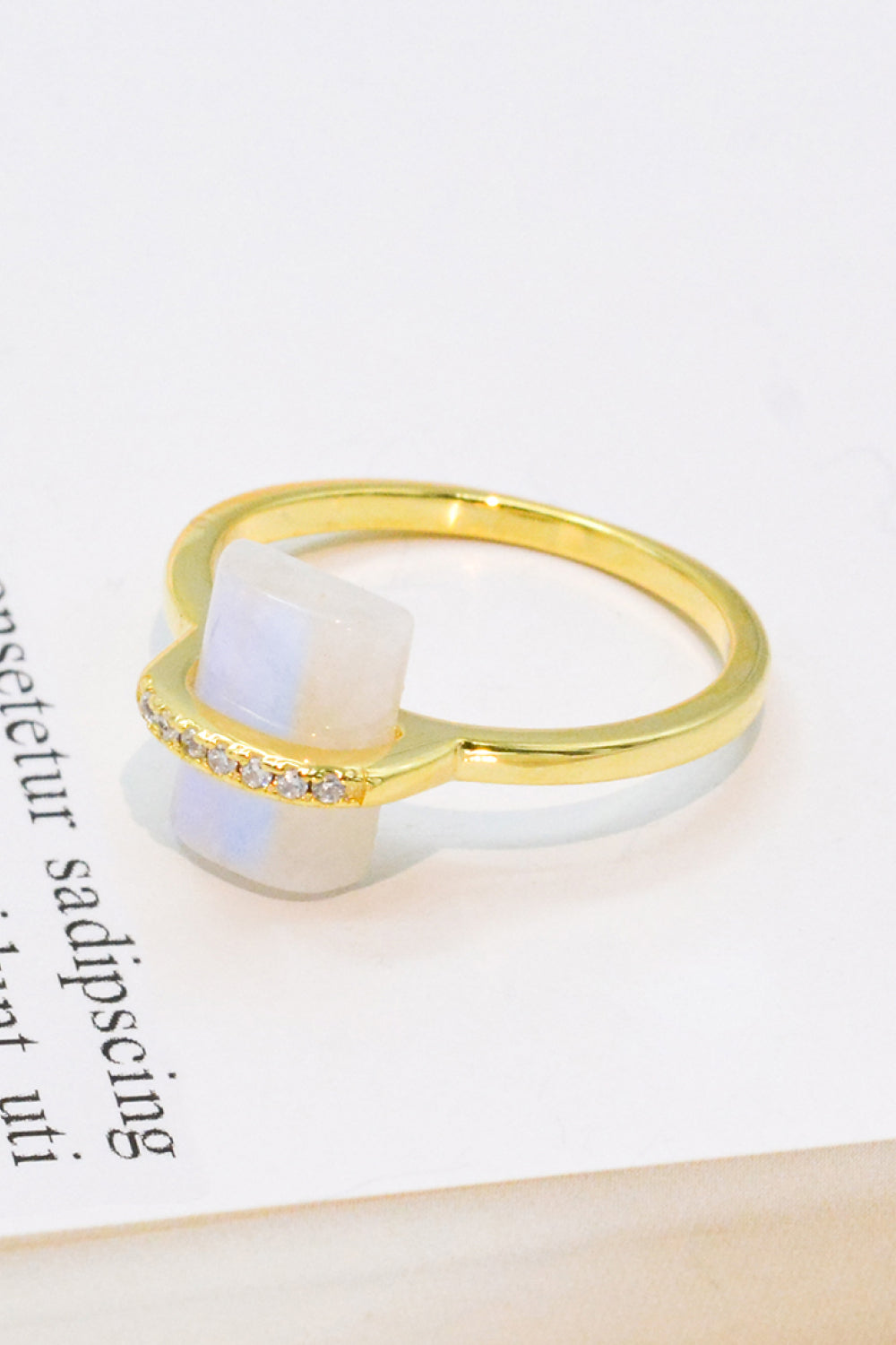 Natural Moonstone Platinum-Plated Ring