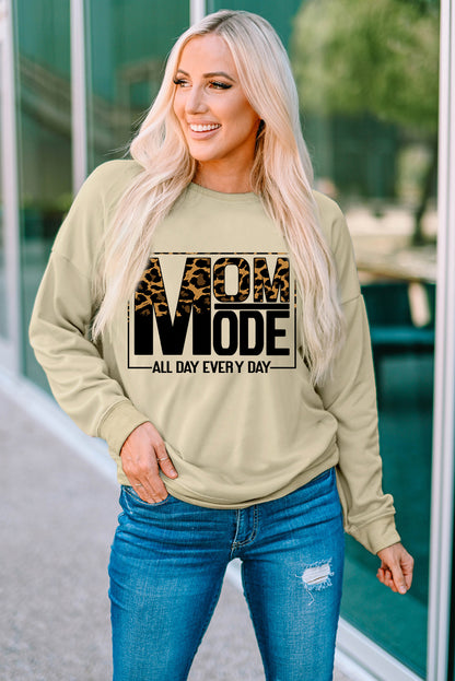 Letter Graphic Leopard Dropped Shoulder Sweatshirt