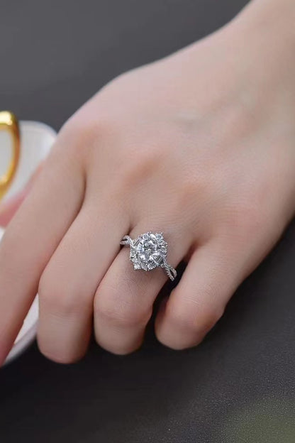 Floral 2 Carat Moissanite Crisscross Ring