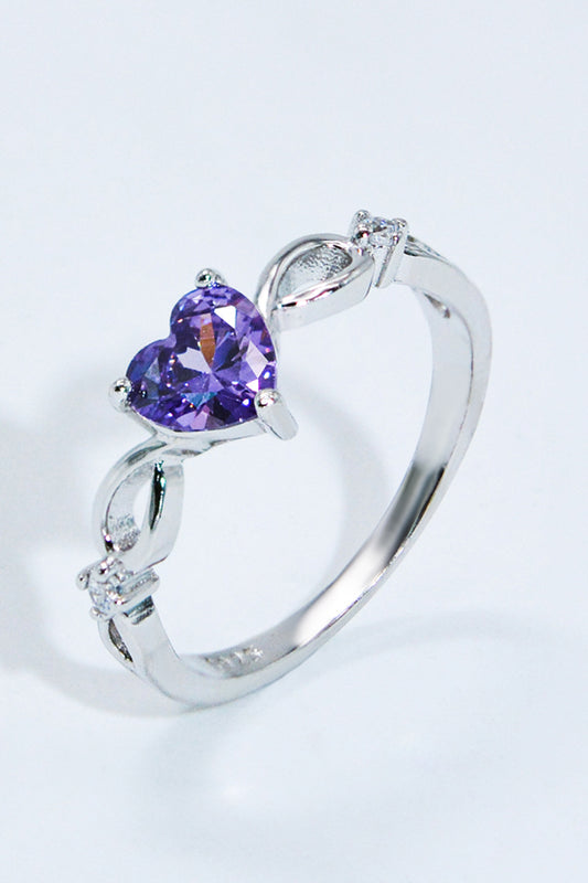 Crystal Heart 925 Sterling Silver Ring