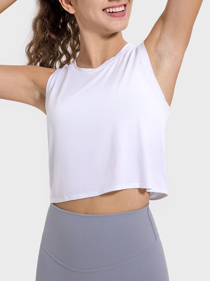 Millennia Drawstring Cutout Round Neck Active Tank