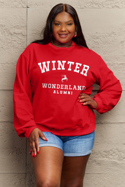 Simply Love Full Size WINTER WONDERLAND ALUMNI Graphic Long Sleeve Sweatshirt