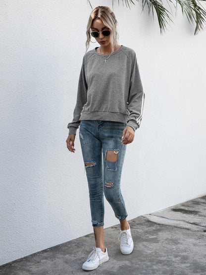 Ivy Lane Lace-Up Round Neck Long Sleeve Sweatshirt