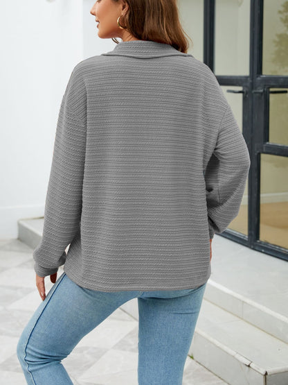 Quarter-Zip Collared Drop Shoulder Sweatshirt