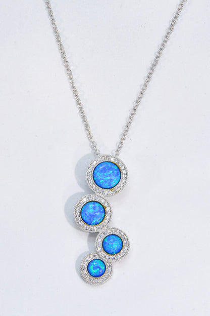 Opal Round Pendant Chain-Link Necklace