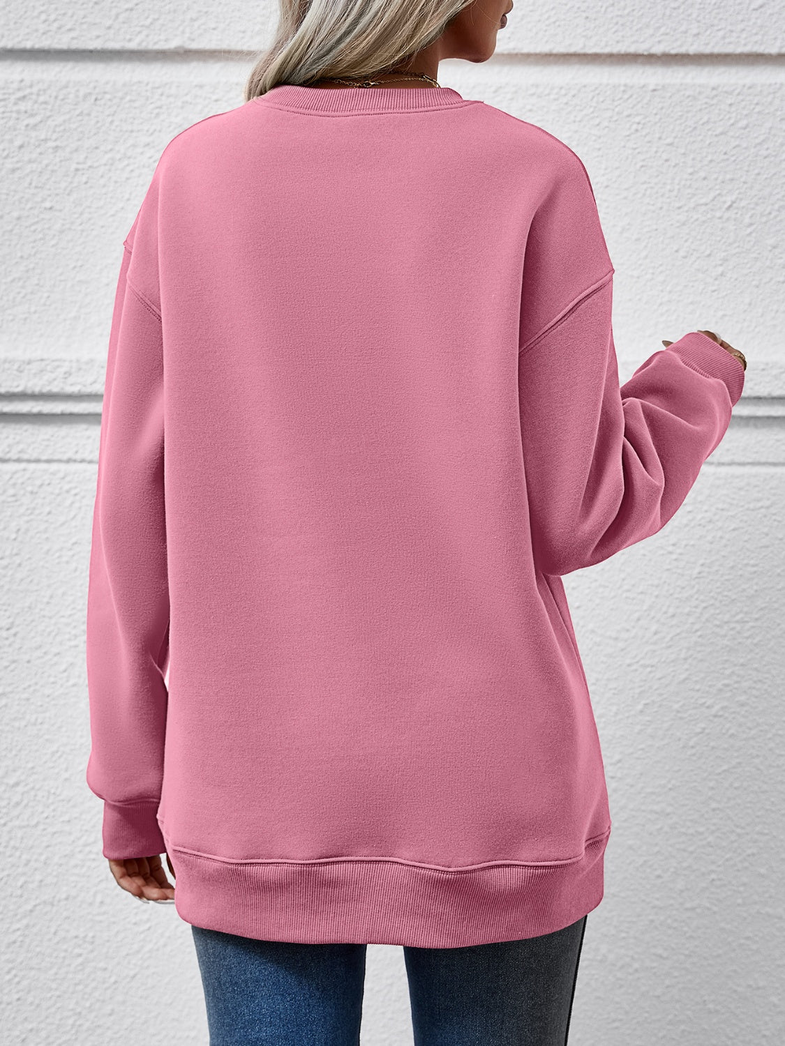 Graphic Round Neck Dropped Shoulder Sweatshirt