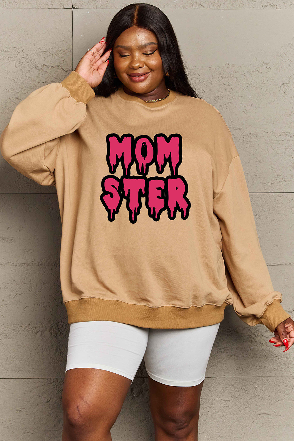 Simply Love Full Size MOM STER Graphic Sweatshirt