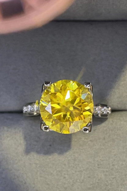 5 Carat Moissanite 925 Sterling Silver Ring in Banana Yellow