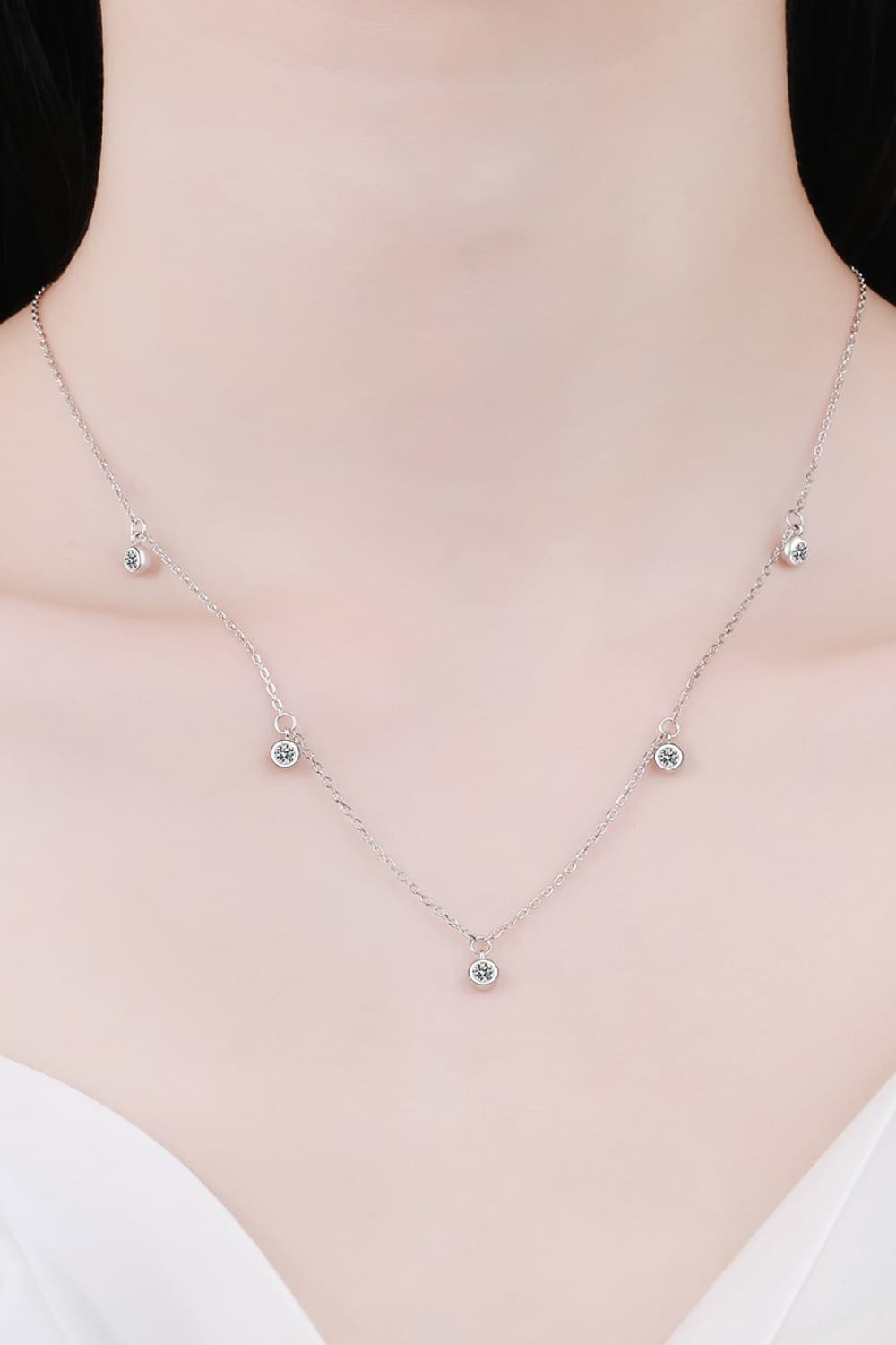 Moissanite Rhodium-Plated Necklace