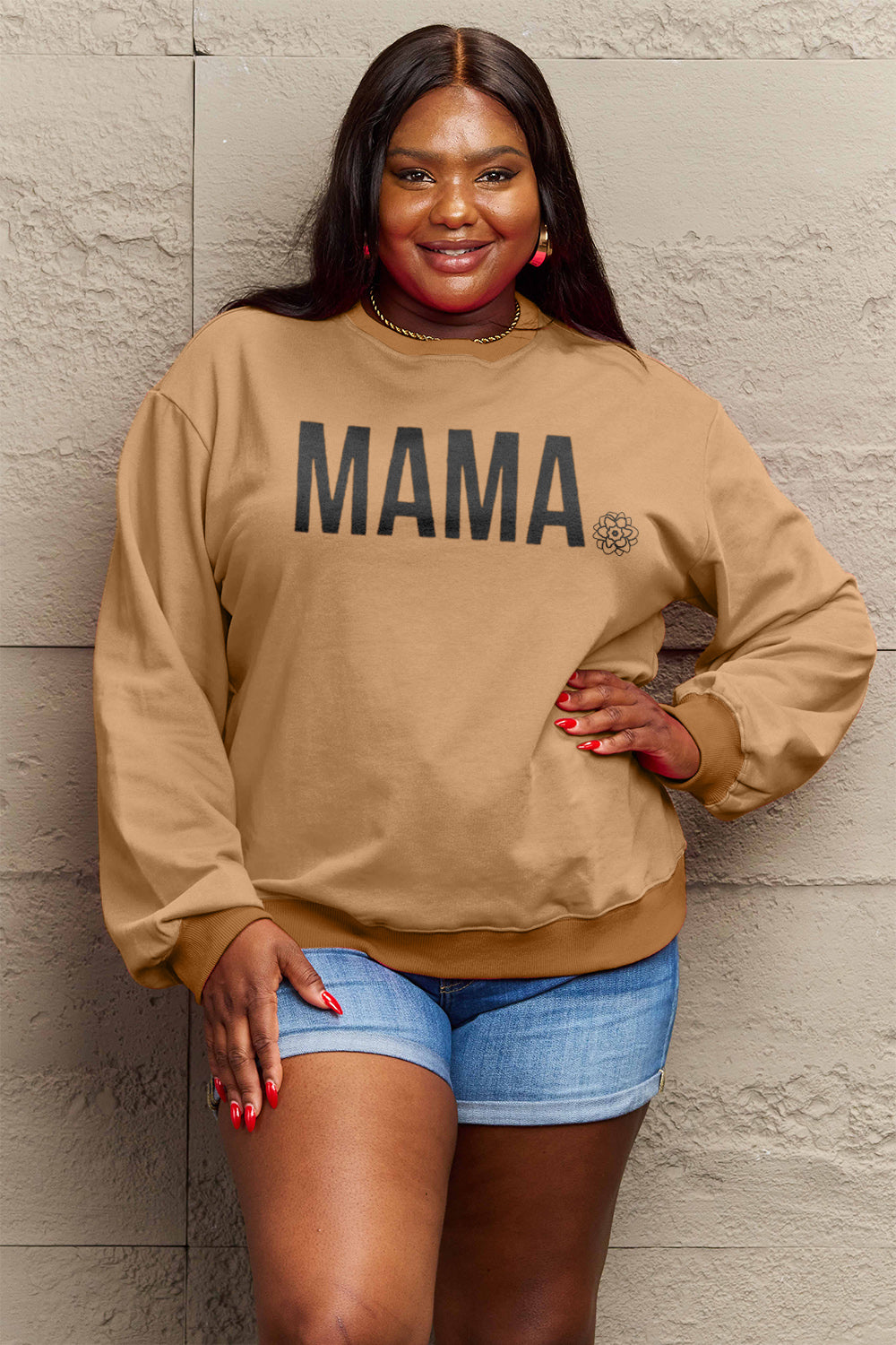 Simply Love Full Size MAMA Graphic Long Sleeve Sweatshirt