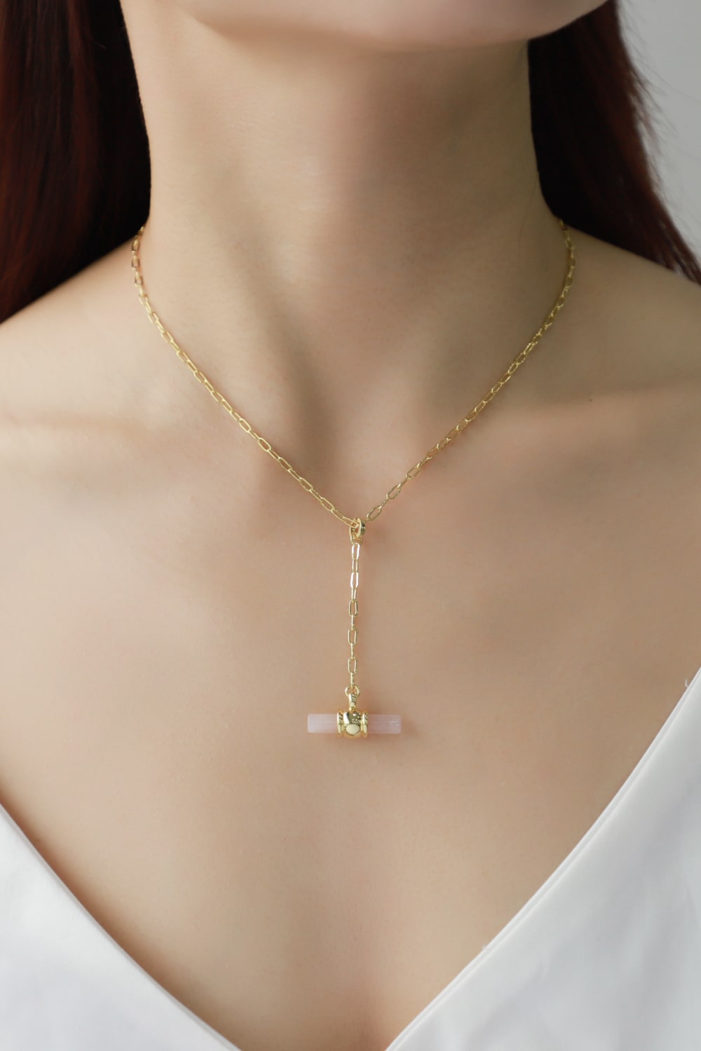 Gold-Plated Bar Pendant OT Chain Necklace