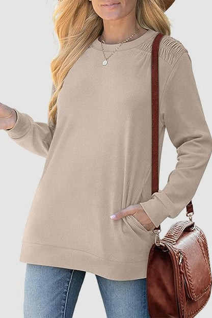 Ruched Round Neck Sweatshirt