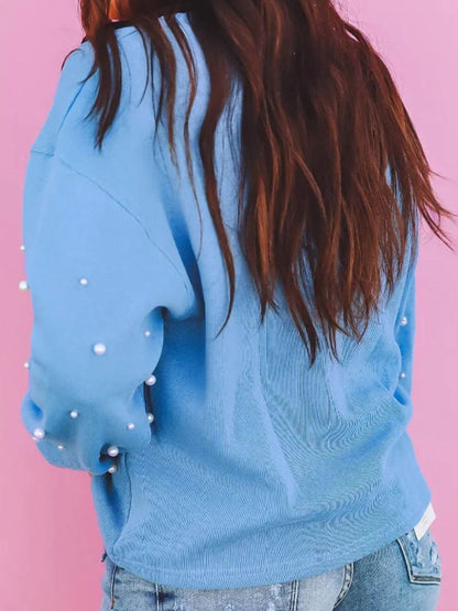 Pearl Detail Long Sleeve Sweatshirt