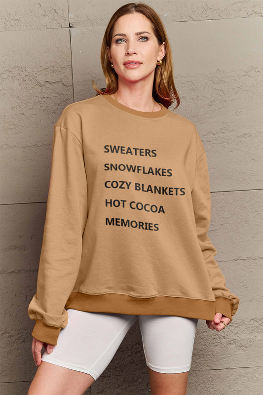 Simply Love Full Size Letter Graphic Round Neck Sweatshirt