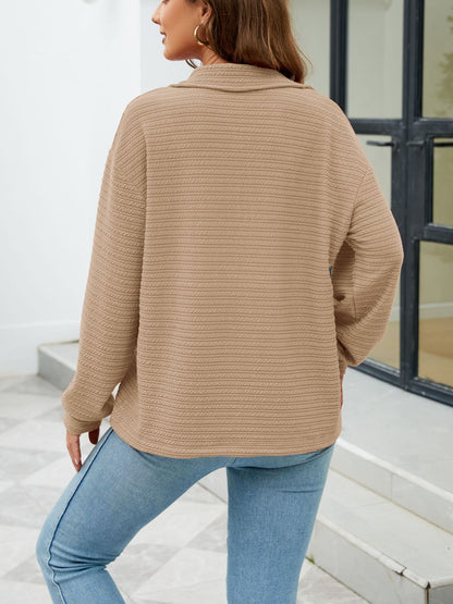 Quarter-Zip Collared Drop Shoulder Sweatshirt