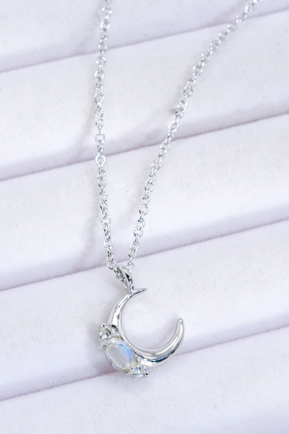 Natural Moonstone Moon Pendant Necklace