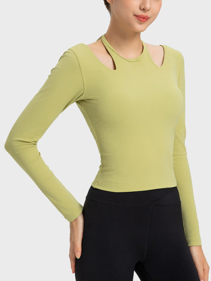 Millennia Halter Neck Long Sleeve Sporty Top