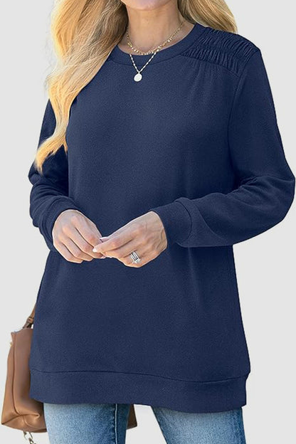 Ruched Round Neck Sweatshirt